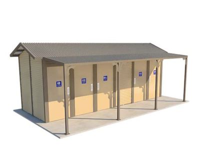 Burton 5 Standard Toilet Building with Paperbark and Gully colour scheme